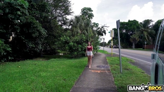 Mae Milano is getting picked up outdoors