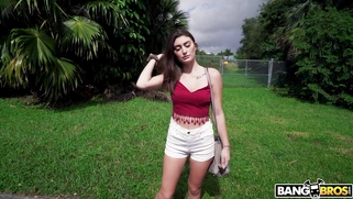 Mae Milano is getting picked up outdoors