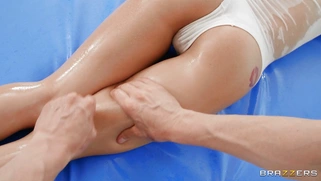 Nicole Love and Erik Everhard do yoga