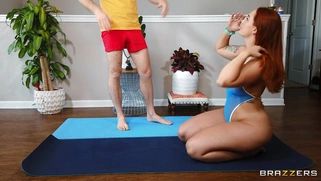 Redhead mom Siri Dahl does yoga