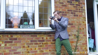 Aletta Ocean is trying on a new sexy outfit when Danny D peeps in on her