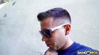 Natasha La Piedra is sucking Alberto Blanco's big cock outdoors