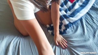 Isabella Nice in glasses is sucking the cock