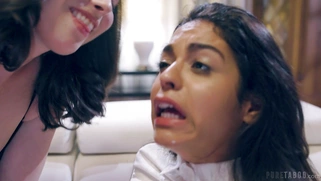 Casey Calvert watches Vienna Black getting her pussy drilled