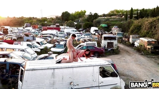 Ariana Van X gets fucked doggystyle in the junkyard