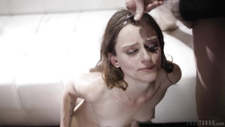 Lily Glee gets facialed by two dudes