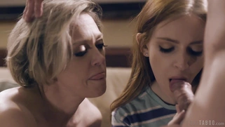 Maya Kendrick and Dee Williams are sucking the cocks