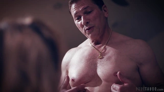 Aliya Brynn gets jizz load on her tongue after pussy fucking