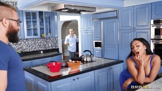 Cali Caliente is sucking the cock in the kitchen