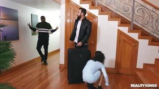 Jeni Angel was almost caught sucking Alex Legend's cock