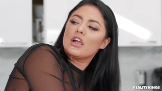 Serena Santos gets banged by Mazee The Goat standing in the kitchen