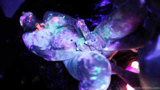 Abella Danger, Dana DeArmond, Karlee Grey and Jada Stevens have a lesbian orgy in the dark