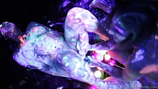 Abella Danger, Dana DeArmond, Karlee Grey and Jada Stevens have a lesbian orgy in the dark