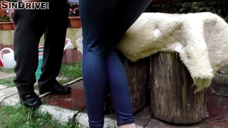 Jeans wearing bombshell Subil Arch deepthroats the dick