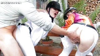 Two horse riders Marina Visconti and Kitana Lure involved in an ATOGM action