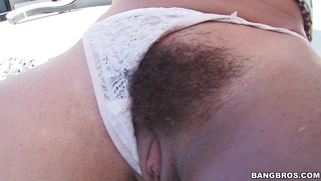 Adriana Chechik chilling by the pool and showing us her bush