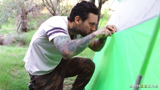 Demi Sutra and Gia Derza play lesbo games in the tent