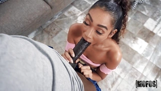 Sarah Lace is sucking the enormous black cock