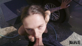 Mia Moore is sucking the dick in POV