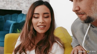 Teen Aria Lee is sucking cock and licking balls