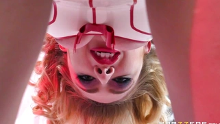 Kagney Linn Karter in latex nurse uniform seducing her patient