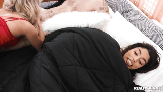 Vanessa Sky and Harmony Rivers are sucking Mike Mancini's cock