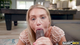 Payton Avery guzzles the big black cock in POV