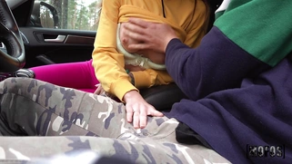 Teen MihaNika69 is sucking the cock in the car