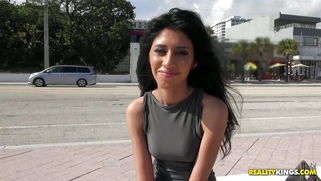 Young mexican teen Angel Del Ray giving interview outdoor