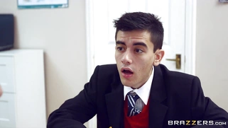 Sex hungry teacher Michelle Thorne seducing her student Jordi