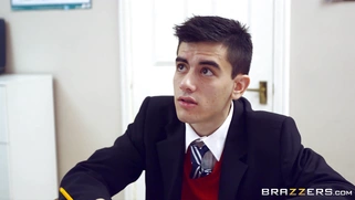 Sex hungry teacher Michelle Thorne seducing her student Jordi