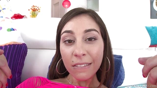 Slutty brunette Kacie Castle getting her butt hole dildoed