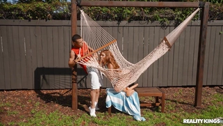 Redhead Aria Kai is sucking Johnny Love's cock