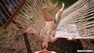 Redhead Aria Kai is sucking Johnny Love's cock