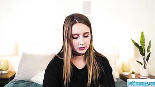 Teen blonde enjoys licking her curly friends wet clit