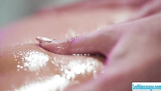 Brunette masseuse licks her milf client