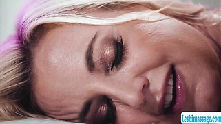 Brunette masseuse licks her milf client