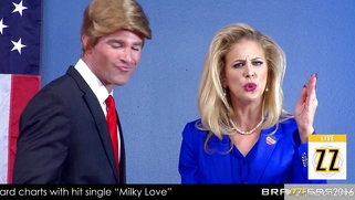 Cherie DeVille as Hillary Clayton sucks Donald Drumpf's fat cock