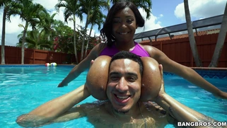 Bruno helps Rachel Raxxx to demonstrate her enormous tits