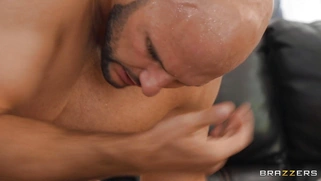 Nikita Reznikova gets her shaved pussy drilled on the floor