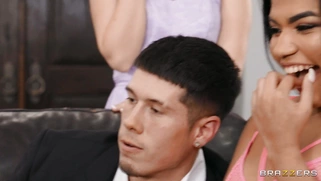 Ebony Breyana Moore is sucking Jmac's big white dick