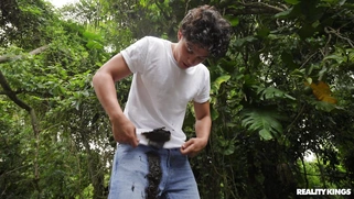 Denisa Deen on her knees is sucking Lukas King's cock