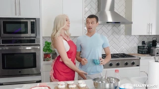 Kay Lovely is cooking as Johnny is licking her pussy