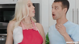 Kay Lovely is cooking as Johnny is licking her pussy