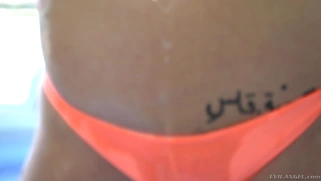 Big ass bitch Rachael Madori drenching herself in oil