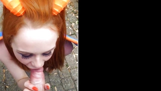 Redhead pokemon Ella Hughes got caught and started sucking Jordi's meat