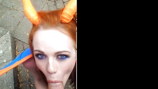 Redhead pokemon Ella Hughes got caught and started sucking Jordi's meat