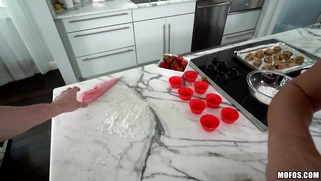 Megan Sage licks the whipped cream off her tits