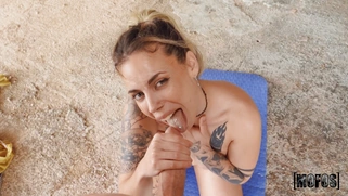 Shaynna Lover gets cumshot on her tongue after pussy fucking