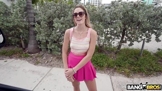 River Lynn is getting picked up outdoors